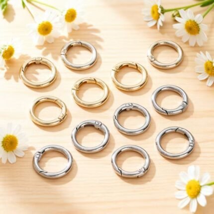 25mm Gold & Silver Spring Clasps with Metal Rings, 20 pcs per set. Random mixed shipment if no note.